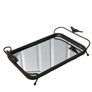 Glass Metal Candle‎ Tray With Birds Handles